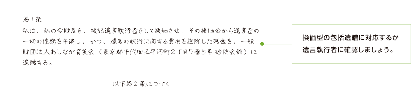 換価型の包括遺贈の場合